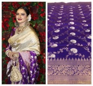 Legendary Rekha with her Stunning Dupatta over Saree from JDS