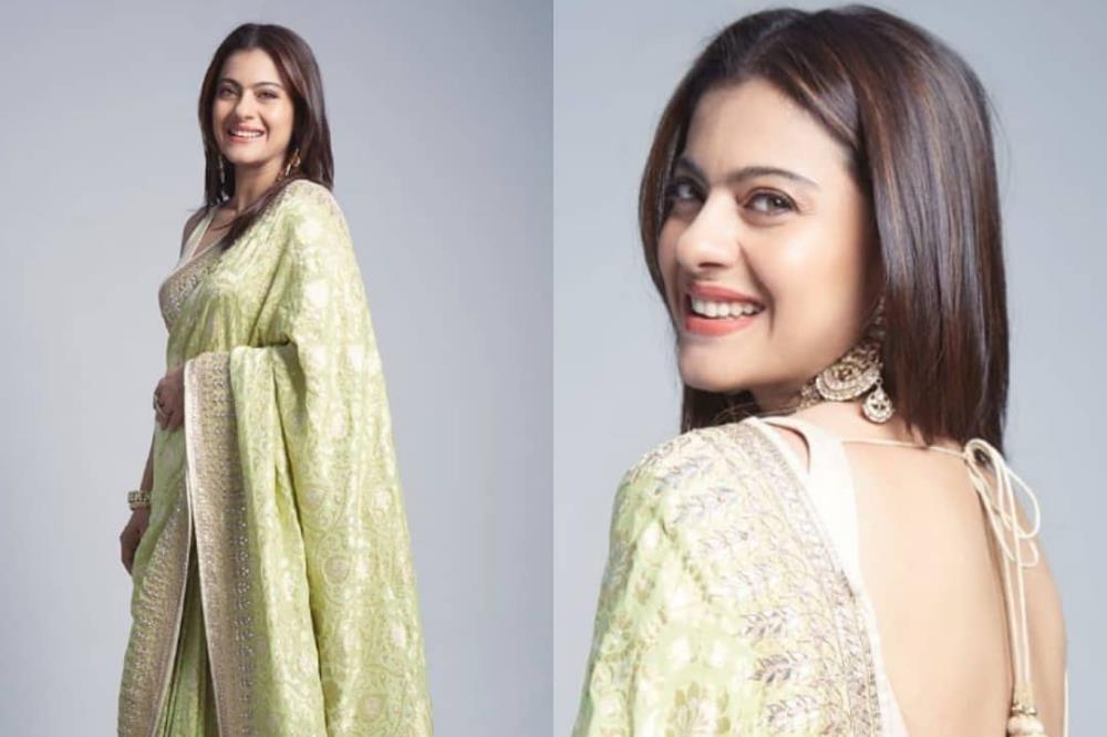 Kajol Redefines Beauty with the Light Green Banarasi Silk Saree