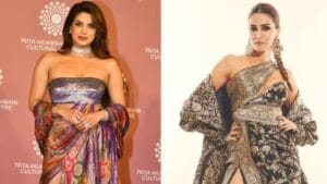 Kriti Sanon and Priyanka Chopra wears Banarasi Saree gown