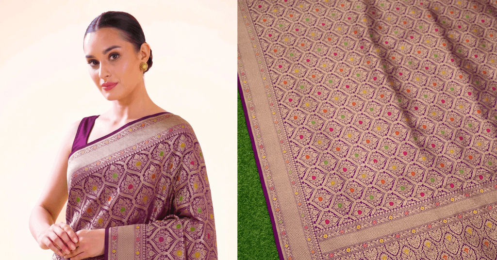 Meenakari Banarasi Sarees for Multicoloured Detail
